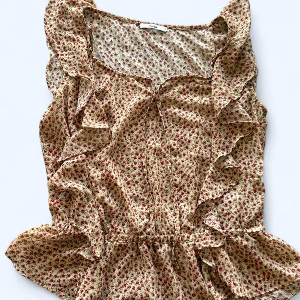 Papaya floral ruffle sheer top small womens blouse